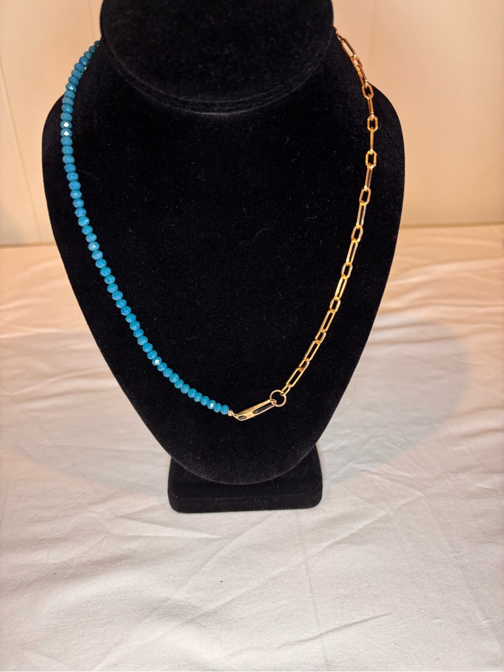 RL x CL Gold Filled Paperclip Chain with  Turquoise Crystal Beads